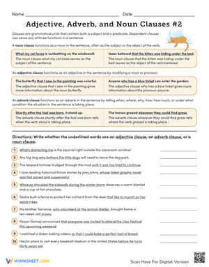 Adjective, Adverb, and Noun Clauses Practice