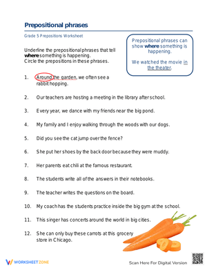 Prepositional phrases worksheets 