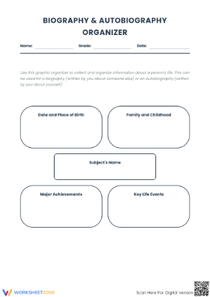 Biography & Autobiography Organizer | Grade 6 Essential
