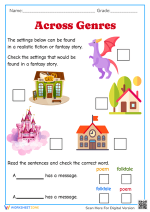 Fantasy Story Settings & Genre ID Worksheet - Reading Activity