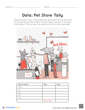 Pet Store Tally Chart Worksheet