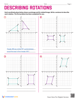 Describing Rotations: Geometry Worksheet