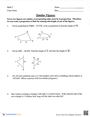 Similar Figures Class Notes Worksheet