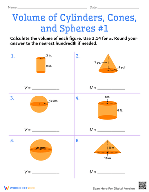 Volume of Cylinders, Cones, and Spheres