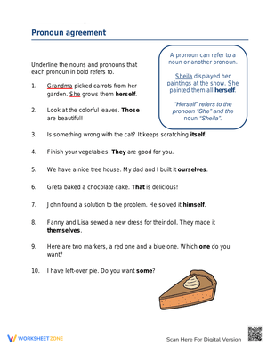 Pronoun-Antecedent Agreement Worksheet