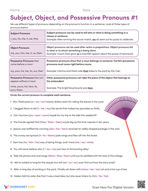 Subject, Object, and Possessive Pronouns