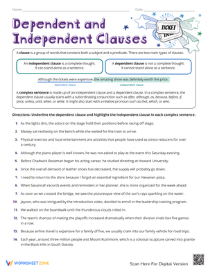 Dependent and Independent Clauses
