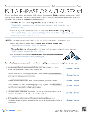 English Grammar Quiz – Phrases & Clauses