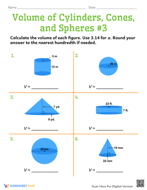 3D Shapes Volume: Cylinders, Cones, Spheres