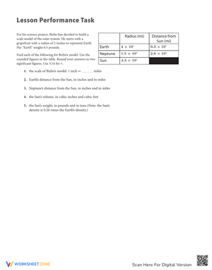 Lesson Performance Task Worksheet