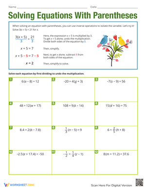 Solving Equations With Parentheses