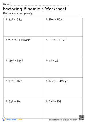Factoring Binomials 2