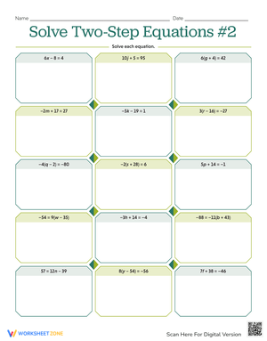 Two-Step Equations Worksheet 