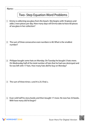 Two-Step Equations Word Problems