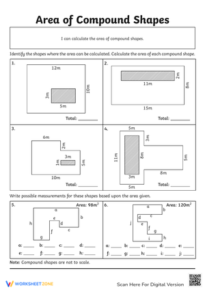Area of Compound Shapes Practice