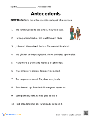 Pronoun Antecedents Worksheet: Grammar Practice