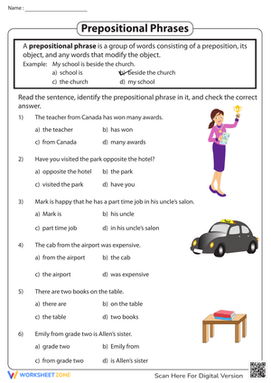 Prepositional Phrases Exercises for Students