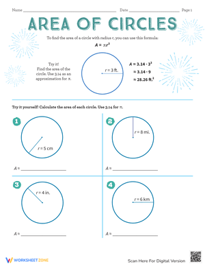 Calculate Circle Area – Fun Math Worksheet