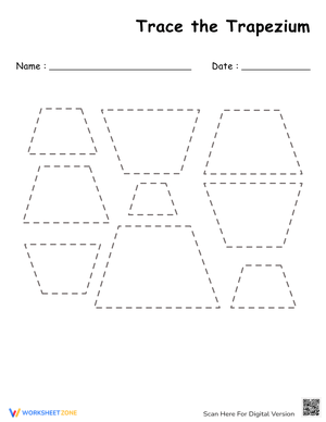 Tracing Shapes: Trapezium Worksheet
