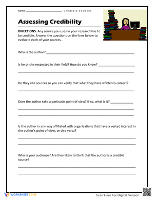 Worksheet on Assessing Credibility for Critical Thinking