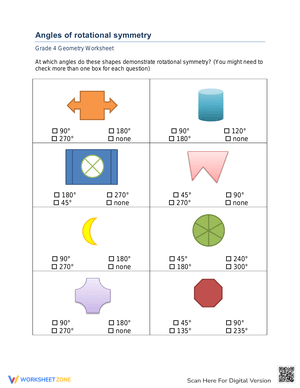 Angles of Rotational Symmetry Worksheet