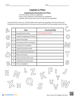 Capitals in Titles Worksheet