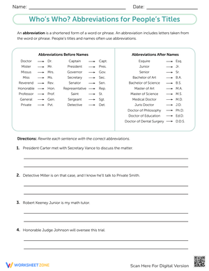 Abbreviations for Peoples' Titles