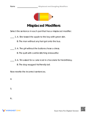 Dangling Modifiers Worksheet 5