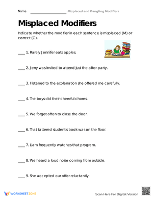 Identify Dangling Modifiers Worksheet