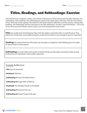 Titles, Headings, and Subheadings