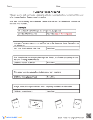 Turning Titles Around Worksheet