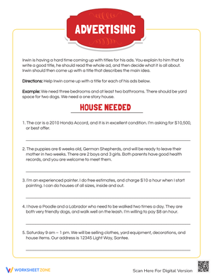 Identify the Main Idea Worksheet