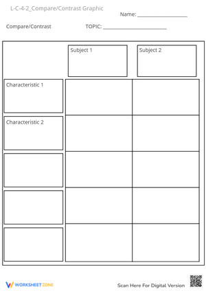 Compare and Contrast Graphic Organizer - Printable Template