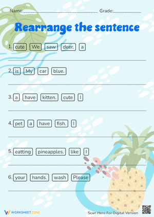 Sentence Building Practice - Rearrange the Words! (Grades 1-3)