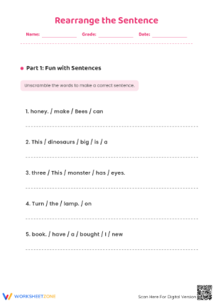 Rearrange the Sentence - Grammar Practice 1st-3rd Grade