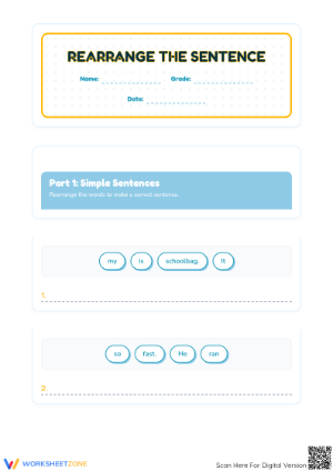 Rearrange the Sentence! - Word Order Practice for Grades 1-3