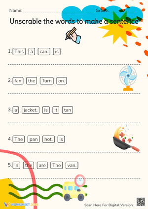 Sentence Scramble: Unscramble & Write - Grade K-1 Phonics Fun