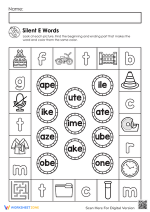 Mastering Silent E: Word Building Worksheet
