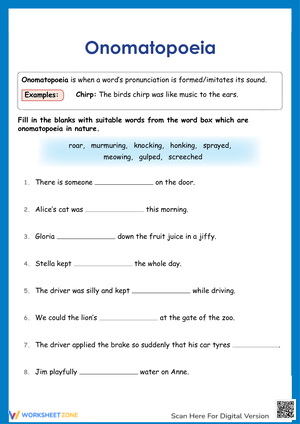 Onomatopoeia: Figurative Language Worksheet