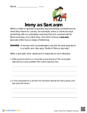 Irony as Sarcasm: Language Skills Worksheet