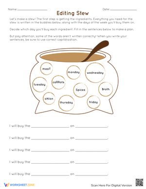 Editing Stew: A Fun Grammar Worksheet