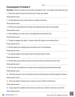 Exploring Onomatopoeia: Sound Words Worksheet