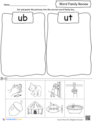 Word Family Review: Sorting -ub or -ut