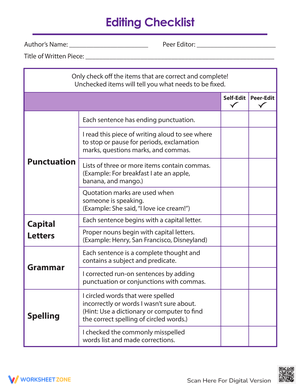 Editing Checklist for Writing Improvement