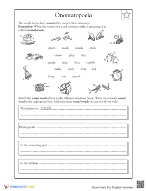 Explore Onomatopoeia Worksheet