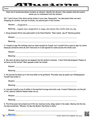 Allusions Practice Worksheet