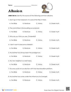 Allusion Circle Worksheet