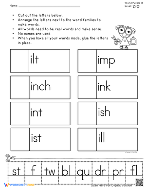 Onset and Rime Word Puzzle