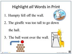 Identify Words in Print Activity