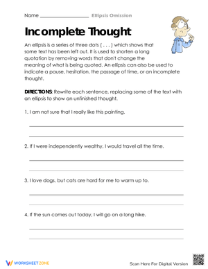 Ellipsis Practice Worksheet